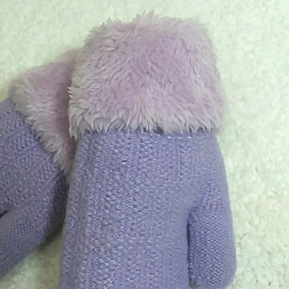Lavender Faux Fur Toddler Mittens